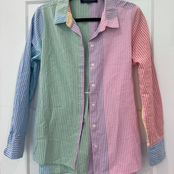 TOMMY HILFIGER Multicolor Striped Blouse with belt | Women's Size Medium - Picture 4 of 6